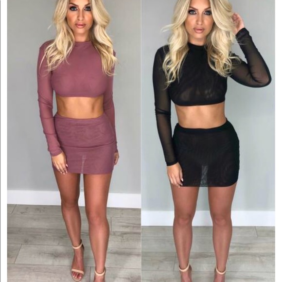 Red two piece bodycon set - Picture 2 of 5